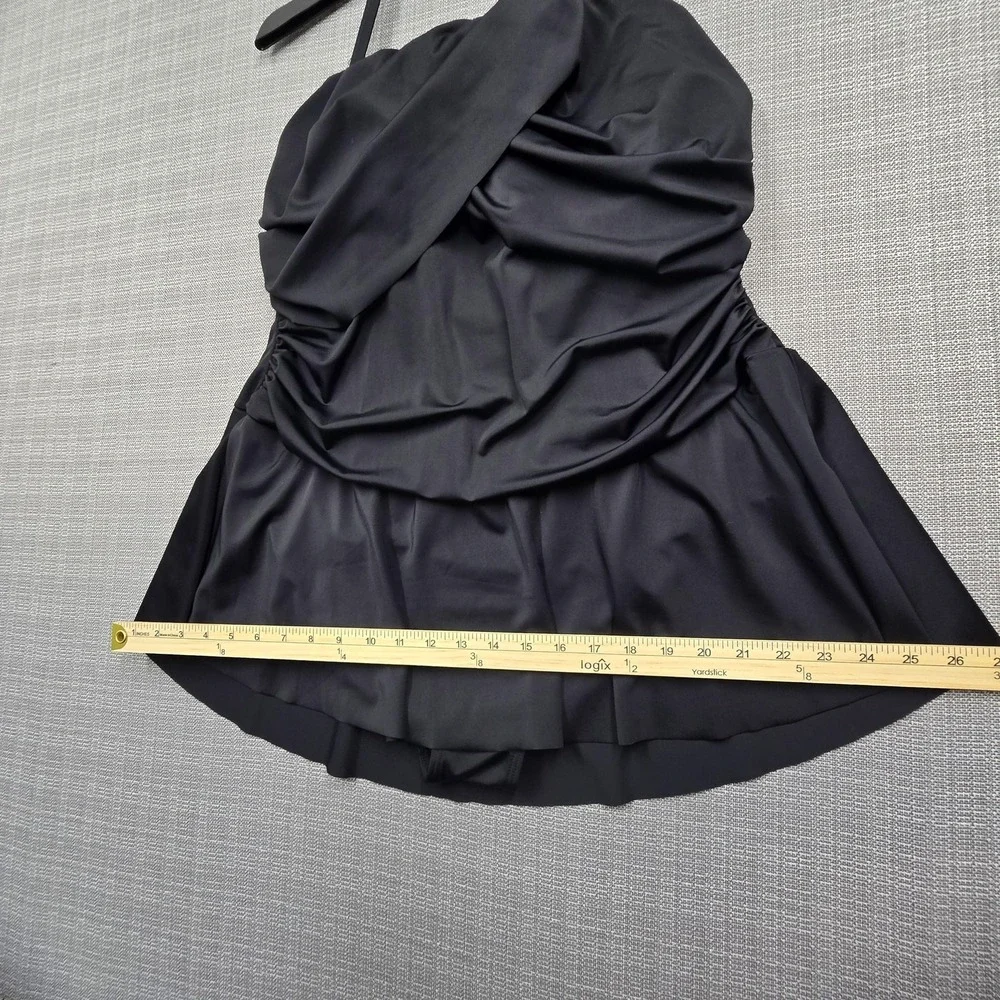 Swimsuits For All Swimdress Womens 20 Black Ruched Skirted One Piece Lined - Picture 6 of 11